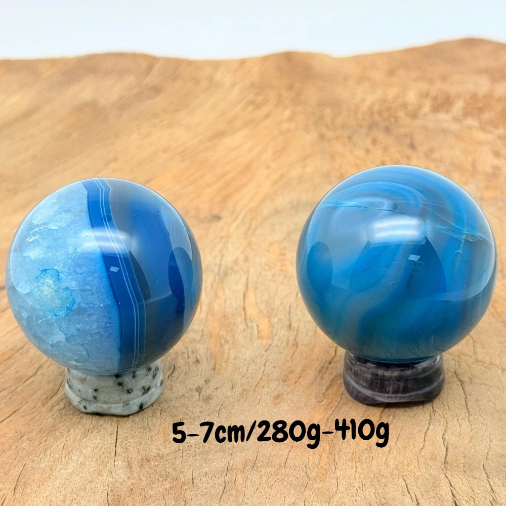 1pc Rare Blue Agate Sphere, Polished Crafts, Home Office Ornaments, Blue Quartz Lovers, Gifts for Best Friends