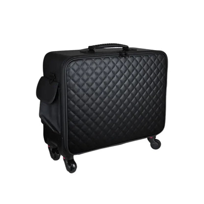 Professional Cosmetic Artist Trolley Case - Water-Resistant Oxford Cosmetic Organizer Featuring Multi-Layer Compartments Beauty