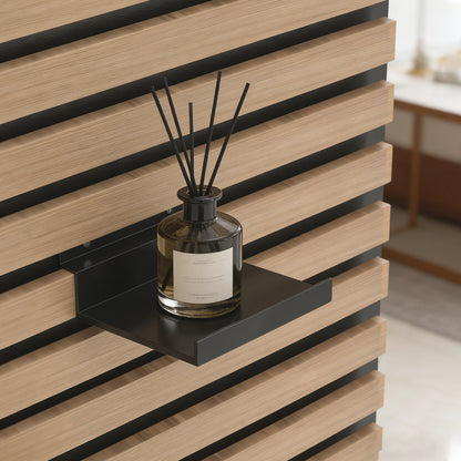 Acoustic Panel Floating Shelf, Slatted Wood Wall Mounted Shelf for Acoustic Panels, No Drill Display Shelf for Home Decor