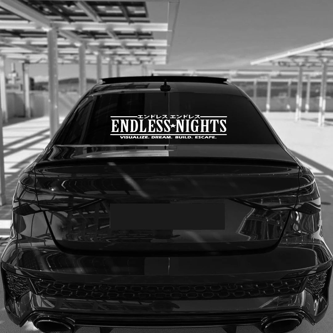 ENDLESS NIGHT JDM Car Window Decal Sticker Bumper Sticker, Windshield Banner, Body Modification Decorative Car Sticker