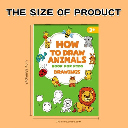 96 Animal Themes Interactive Activity Book on How To Draw Animals Four Simple Steps To Complete Drawing Coloring Toy Book
