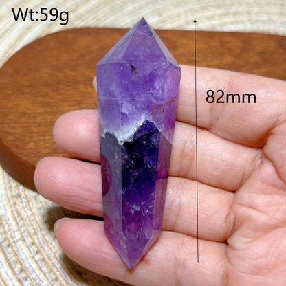 Natural Crystal Two Color Amethyst Double Point Tower Healing Rainbow High Quality Gemstones Energy Home Decorations Gift