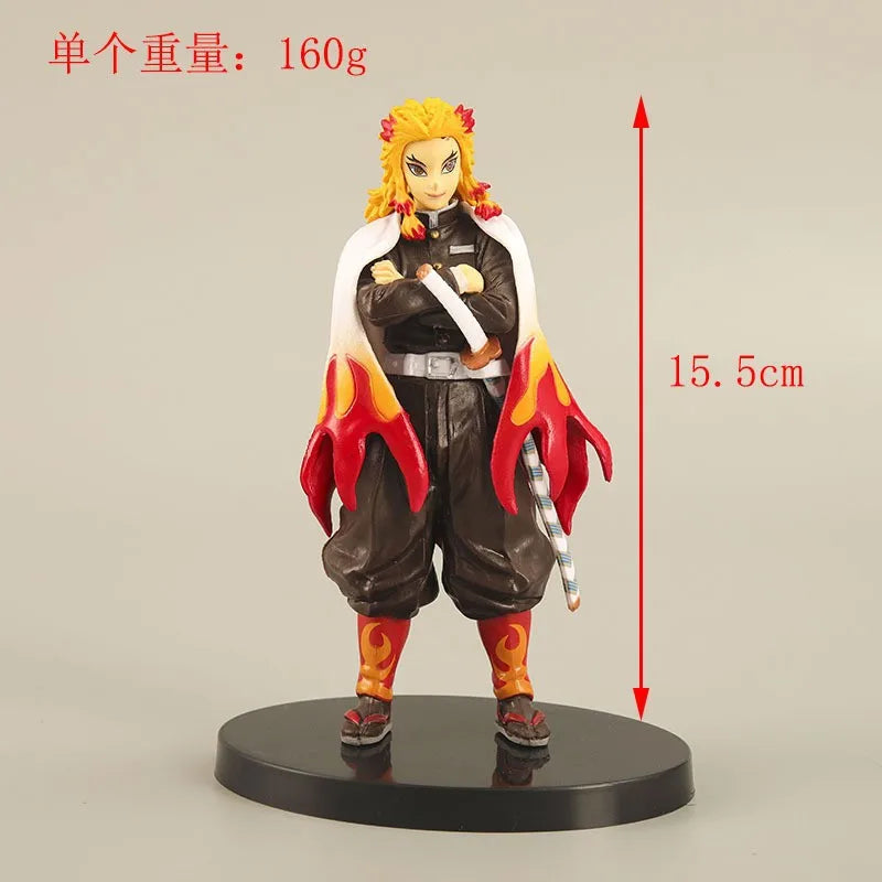 4PCS Demon Slayer Hashira Figures Set Anime Character Dolls Kyojuro Muichiro Mitsuri Uzui Decoration Ornament for Home Office