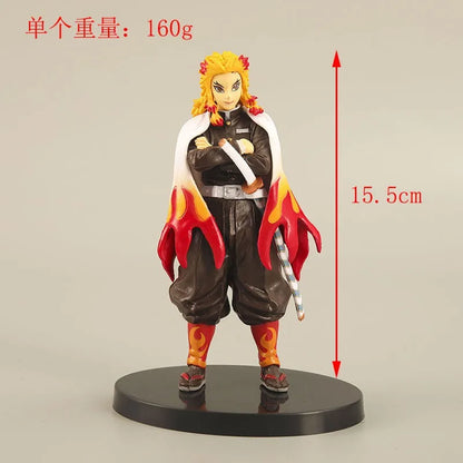 4PCS Demon Slayer Hashira Figures Set Anime Character Dolls Kyojuro Muichiro Mitsuri Uzui Decoration Ornament for Home Office