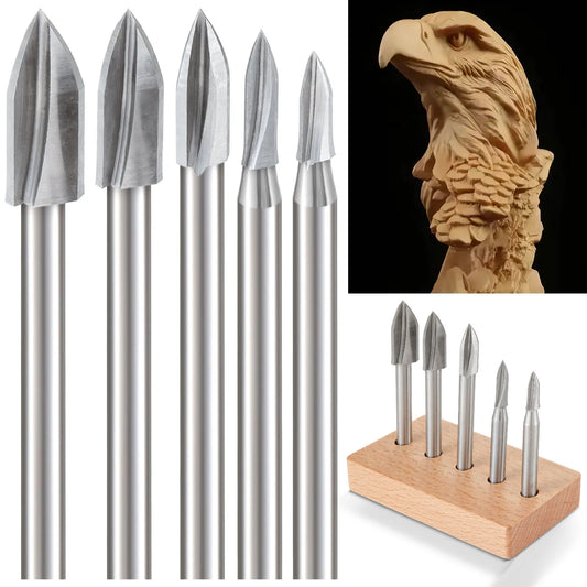 Wood Carving Drill Bits Set for Dremel Rotary Tool with 1/4” Shank for DIY Carving Drilling Micro Sculpture