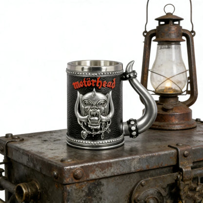 Premium Quality Gothic Skull Mug - 3D Embossed Relief Design, Stainless Steel Inner Liner, Ergonomic Horn Handle