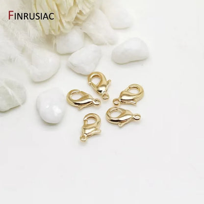14k Real Gold Plated Brass Lobster Clasps for DIY Bracelets Necklace Handmade Jewelry Making Components