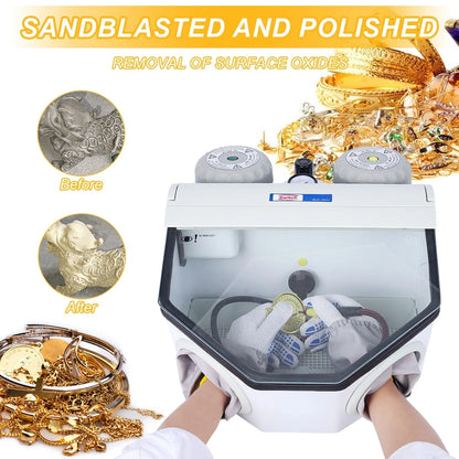 Dent Twin-Pen Sandblaster Dental Air Prophy Polisher Sandblasting Machine Lab Equipment jewelry Air Sand Blasting Tools