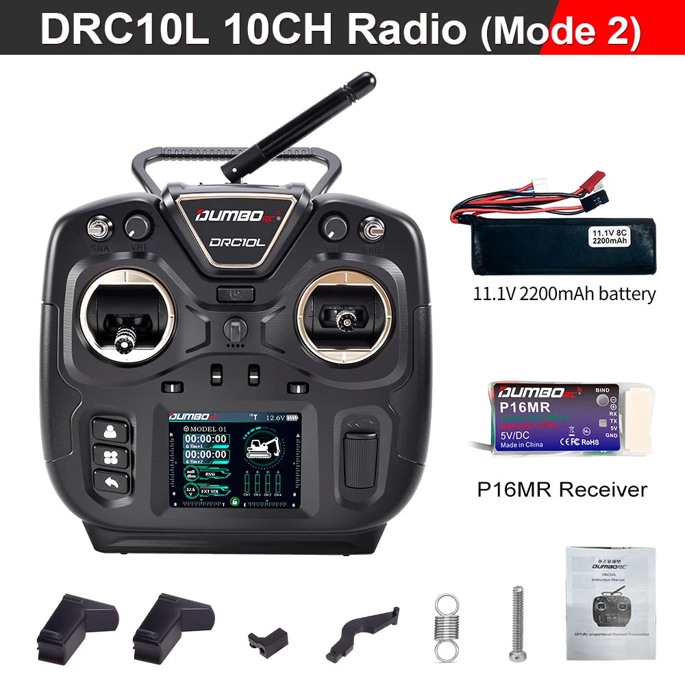 (New Product Surprise Price) DUMBORC DRC10L 2.4G 10CH Coach Mode Remote Controller For RC Plane Car Boat Tank