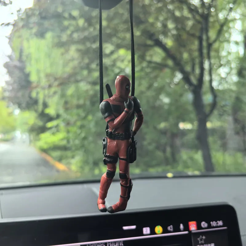 NWE Marvel Deadpool Car Rearview Mirror Pendant Reading Deadpool Car Pendant Mini Model Toy Action Figure New Hot Christmas Gift