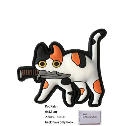 New Outdoor Bag Accessories: Satirical Cat Badge Graffiti Cat 3D PVC Magic DIY Bag Stickers Backpack Hook and Loop Patch