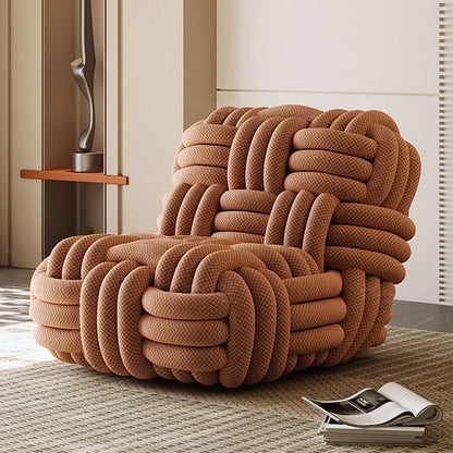 Any Size Custom Nordic Knit Lounge Chair Handwoven Chenille Fabric High Resilience Foam Comfortable Minimalist Living Room Leisu
