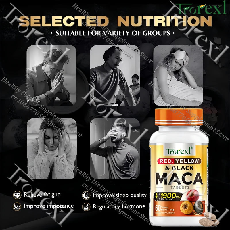 Natural Maca Root Tablets-Supports Vitality & Physical Performance, Balances Hormone, Overall Wellness