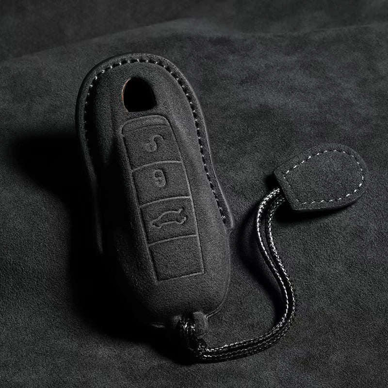 Car Key Case Leather Cover Shell For Porsche Panamera Spyder Carrera Macan Cayman Cayenne 911 970 981 991 Fob Car Accessories