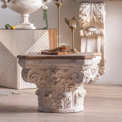 wooden stump side table, flower shop dec
oration, flower rack, mall display window, Roman column,
 distressed sofa side table