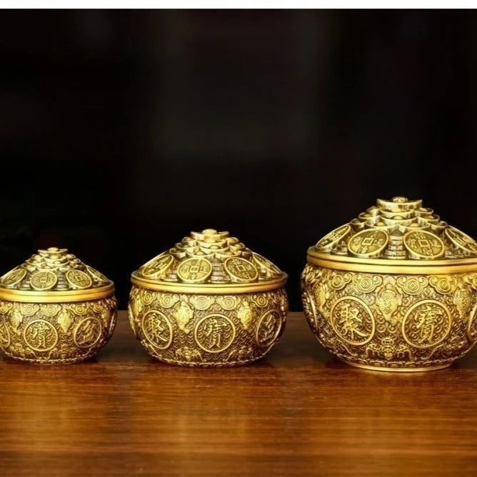 Brass Treasure Bowl Entrance Housewarming Business Gift Ornaments Decorations Living Room