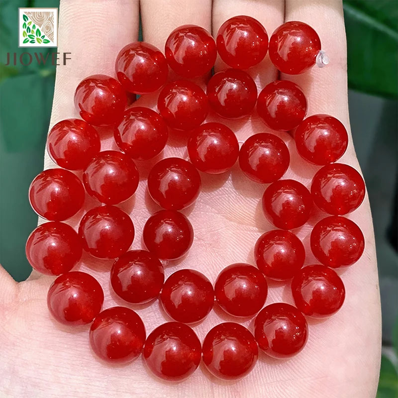 Smooth Red Jasper Chalcedony Jades AAAAA Natural Stone Beads for Jewelry Making DIY Charms Bracelet 4/6/8/10/12/14mm 15" Strand