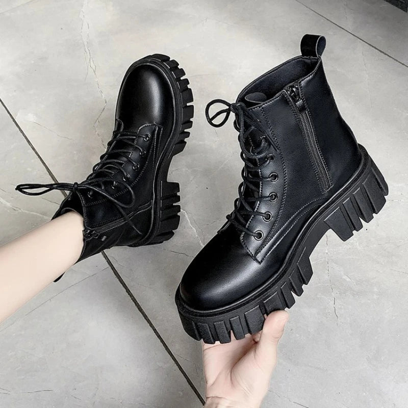 New Women Leather Face Boots Outdoor nonslip walking shoe Fashion comfort soft soled boots casual female shoes Mujer