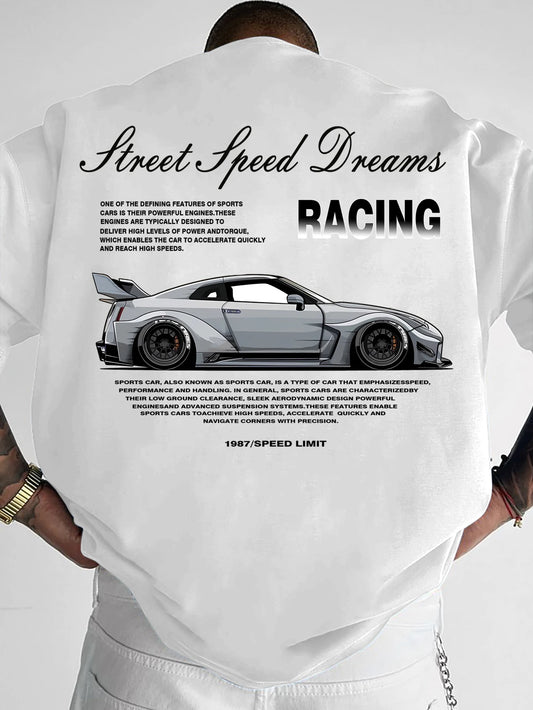 New Men's Street Speed Dreams R35 T-Shirt JDM Car Print Streetwear Crew Neck Short Sleeve Polyester Tops S-XXL