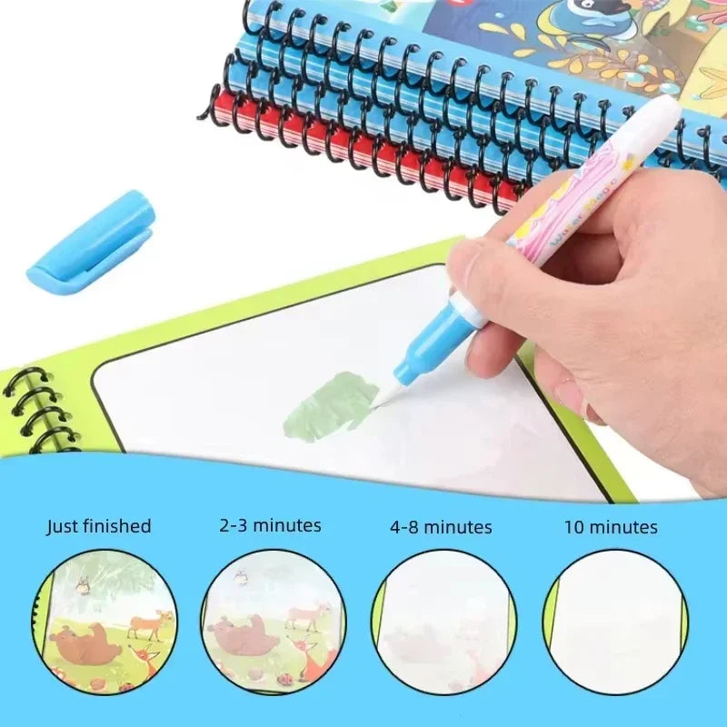 1PC Magic Coloring Books with Refillable Water Pen Reusable Water Drawing Books for Children Birthday Christmas New Year Gifts