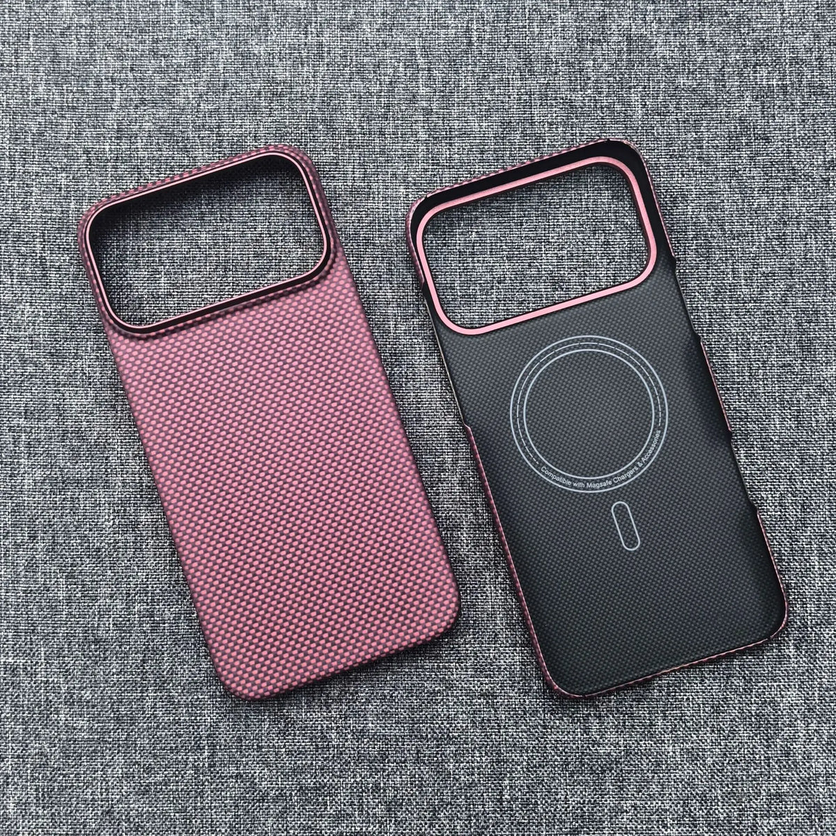 For iPhone 18 17 Pro Max Burgundy Kevlar Aramid Fiber Case With Magsafe Carbon Fiber Cover Ultra-Thin Magnetic Case For 18 Pro