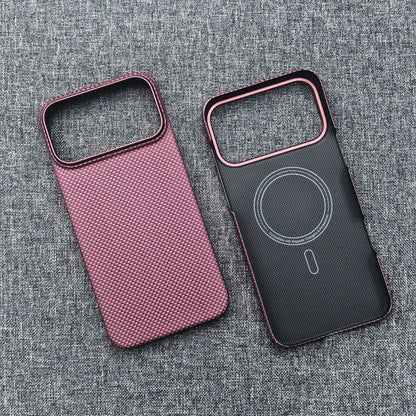 For iPhone 18 17 Pro Max Burgundy Kevlar Aramid Fiber Case With Magsafe Carbon Fiber Cover Ultra-Thin Magnetic Case For 18 Pro