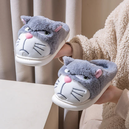 Fluffy Slippers Women House Cute Cartoon Casual Winter Designer Shoes Girls Home Flats Elegant Plush Fashion Footwear Large Size