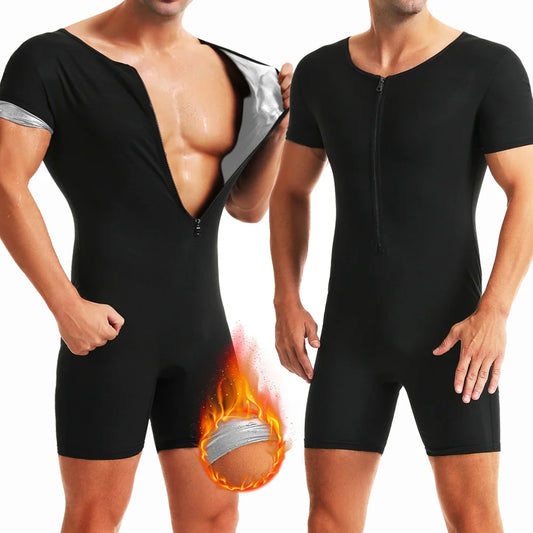 Hot Sweating Jumpsuits Men Waist Trainer Sauna Body Shaper Fitness Gym Exercise Training Wear Bodysuits Fat Burning Shapewear