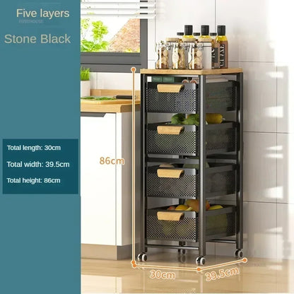 Household Movable Narrow Kitchen Organizer Cart With Wheel Multi-layer Vegetable Auxiliary Cartss Drawer Type Kitchen Trolleys k