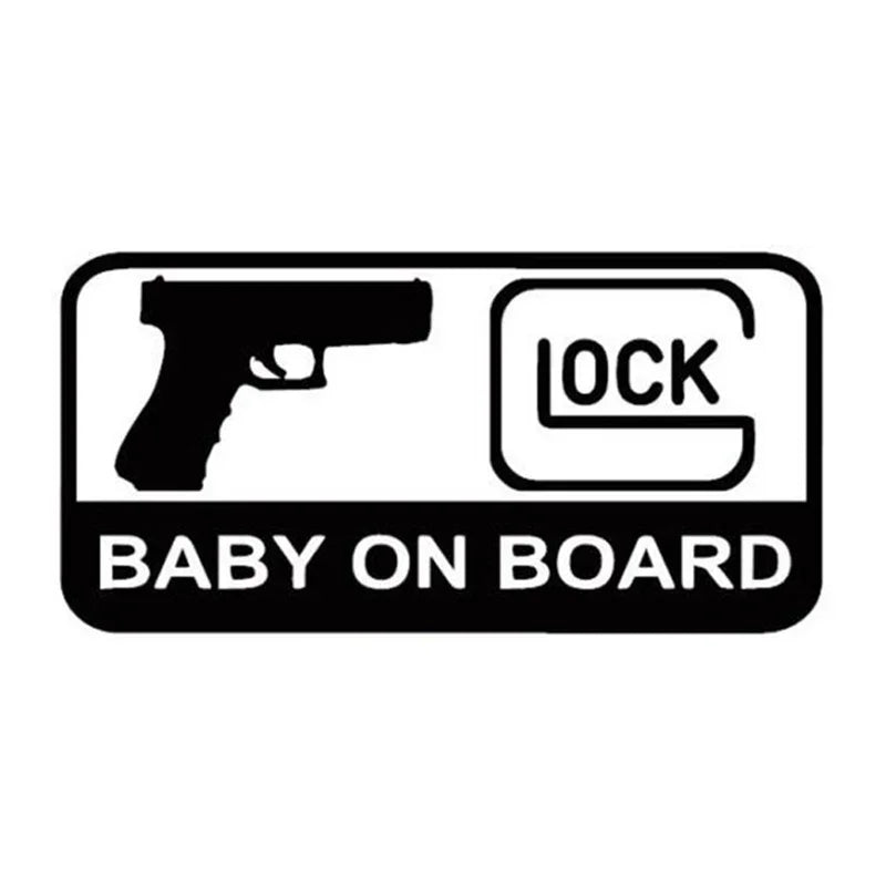 New Design BABY ON BOARD Pistol Decorative Sticker Vinyl Decal Reflective Car Sticker Car Styling Sticker 16CM