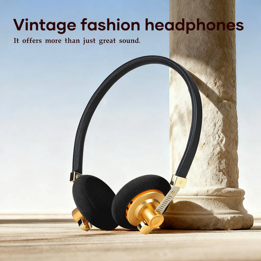 Hellodigi G40 Retro Headphone 40mm Drive Unit Open-ear Stereo Headset with MMCX Detachable Cable Stainless Adjustable Headband