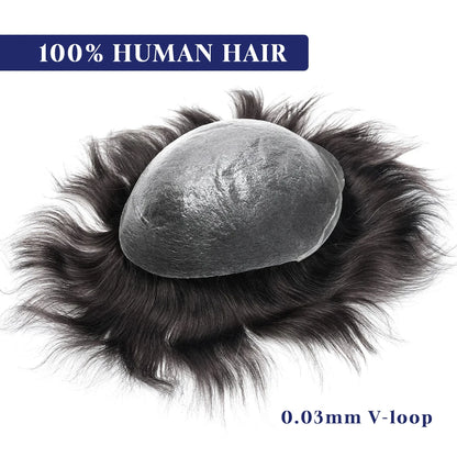 Os21 0.03-0.04mm NG Clearance Thin Skin Toupee Capillary Prothesis Hair Piece For Men Hair Replacement System V Loop Men Toupee