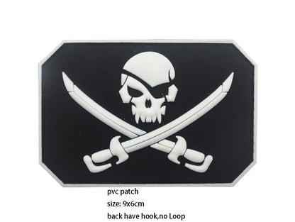 New Design Creative Pirate Captain Jack Soft PVC Armband Glow-in-the Dark Skull Tactical Morale Backpack Patches for Clothing