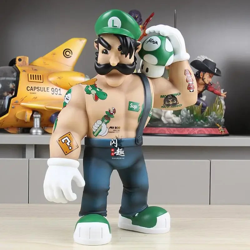 Muscle Mario Luigi Trendy Play GK Handheld Ornament Social Person Design Game Handheld Model Ornament Surrounding