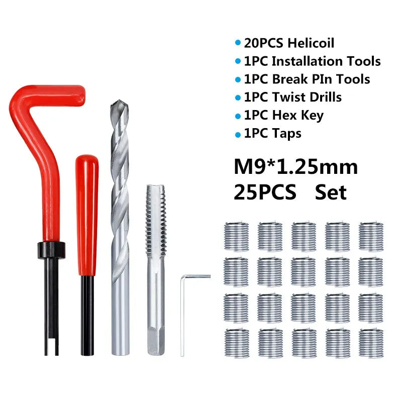 XCAN Thread Repair Kit M3 M4 M5 M6 M8 M10 M12 M14  Screw Thread Inserts For Restoring Damaged Threads Repair Tools Drill Bit