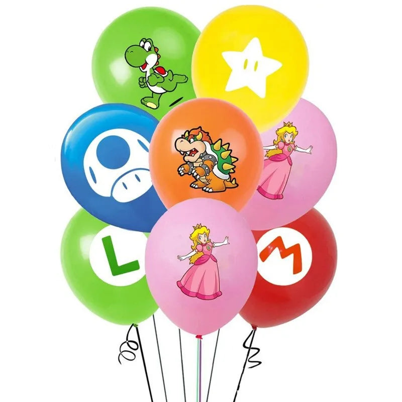 Set Luigi Mushroom Yellow Question Mark Latex Balloons Mario Balloon Set Peach Princess Happy Birthday Party Decoration Supply
