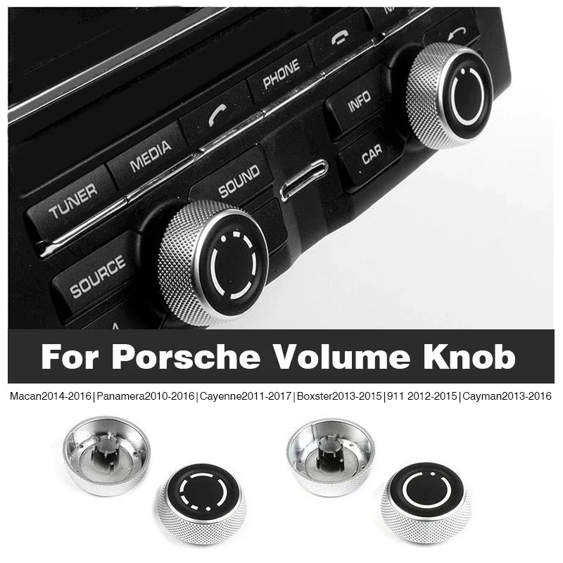 Car Audio Volume Radio Knob Cover CD Multi-Media Control Switch Button for Porsche Cayenne Panamera Macan 911 718 Boxster Cayman
