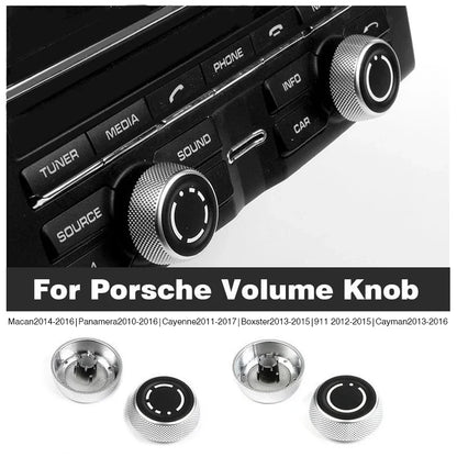 Car Audio Volume Radio Knob Cover CD Multi-Media Control Switch Button for Porsche Cayenne Panamera Macan 911 718 Boxster Cayman