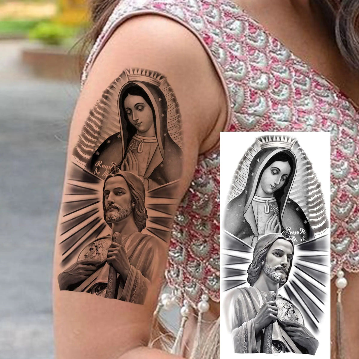 1 Sheets Chicano Prison Gangster Temporary Tattoos For Women Men Adults Fake Tattoo Sticker Water Transfer Self Adhesive Arm Leg