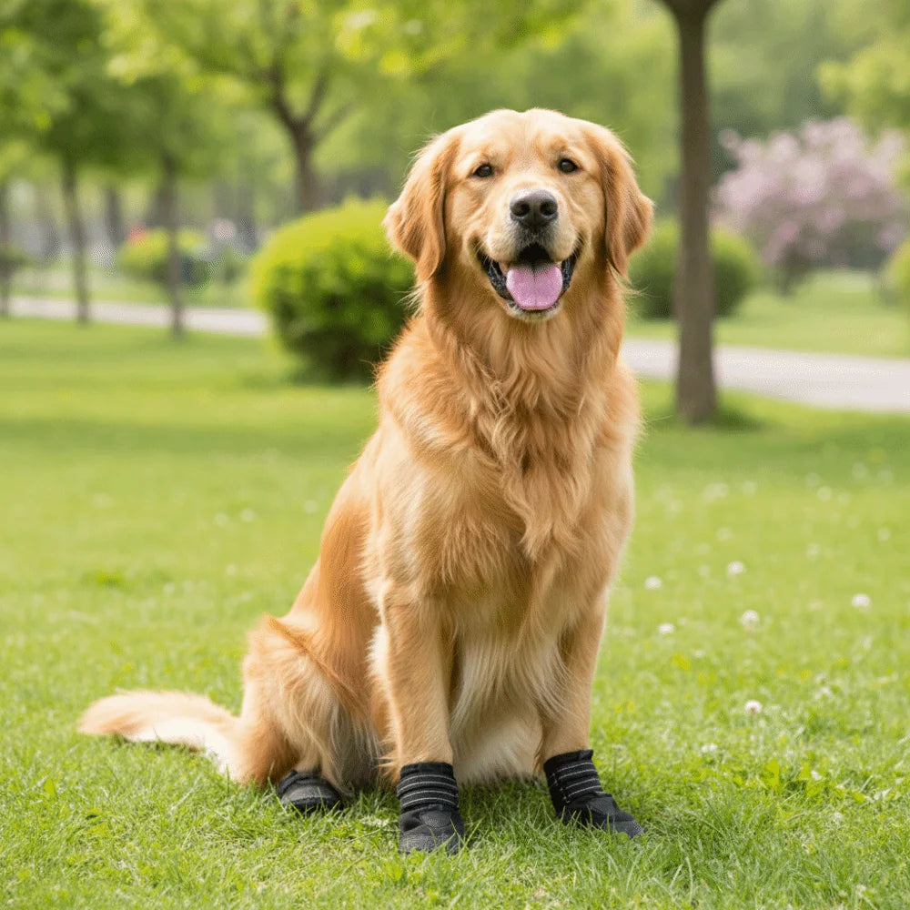 Adjustable Anti-Slip Dog Shoes Wear-Resistant Reflective Waterproof Dog Boots Comfortable Breathable Dog Foot Cover Outdoor