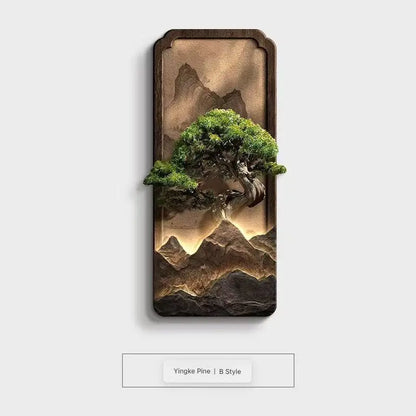Chinese style entrance decoration painting, vertical landscape painting, corridor hanging painting, high-end door wall lamp