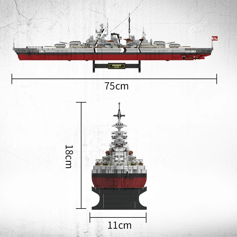 NEW Military Battleship Series Missouri Battleship Crusier Model Building Blocks Bismarck Cruiser Boat Bricks Toys Kids Gifts