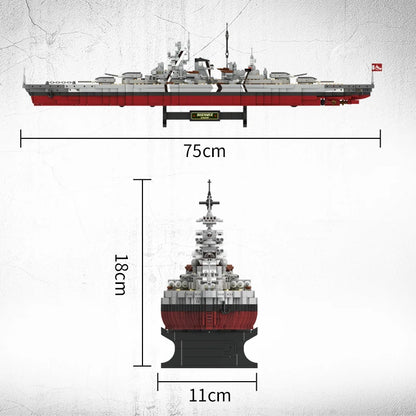 NEW Military Battleship Series Missouri Battleship Crusier Model Building Blocks Bismarck Cruiser Boat Bricks Toys Kids Gifts