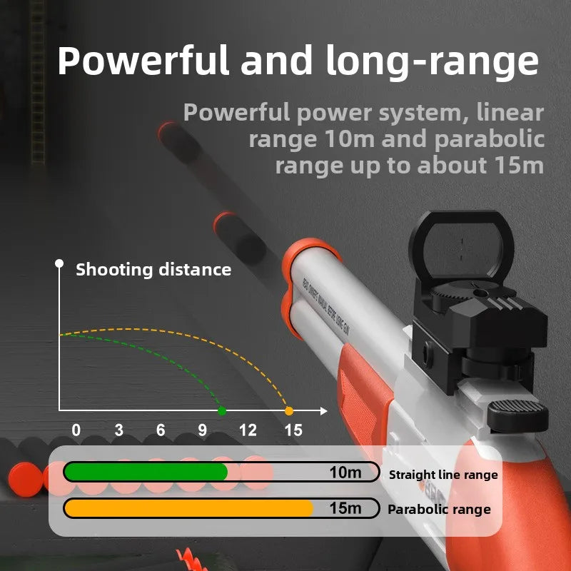 S686 Pump Action Blaster Double Barrel Soft Dart Blaster Manual Foam Bullet Plastic Toy Gun with Holographic Sight Cos Prop