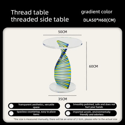 Nordic Style Sofa Side Table, Minimalist Modern Bedside Small Round Table, High-end Transparent Corner Table