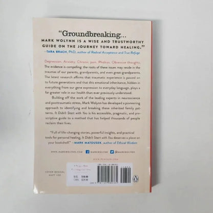 It Didn't Start with You by Mark Wolynn How Inherited Family Trauma Shapes Who We Are and How to End the Cycle Paperback Book
