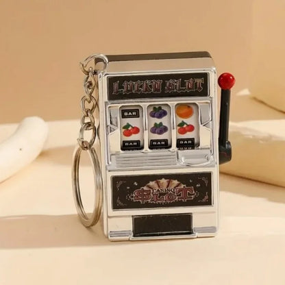 Mini Gambling Slot Machine Key Chains Creative Arcade Pocket Fruit Lucky Jackpot Gadget Antistress Toy Funny Games Keychain Ring