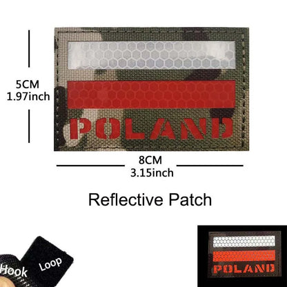 Poland Flag Polish Eagle Clothes Applique Morale Emblem Embroidery Patches,IR Reflective Badge Tactical Sticker For Backpack,Hat