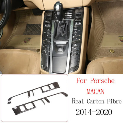 Real Carbon Fiber For Porsche Macan 2014-2020 Inner Door Central Control Gear Panel Cover Door Sill Trim Stickers Accessories
