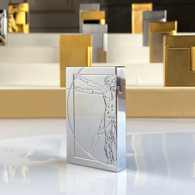 New vintage Lighter Bright Sound brass shell windproof gas lighter for cigarette men's gift